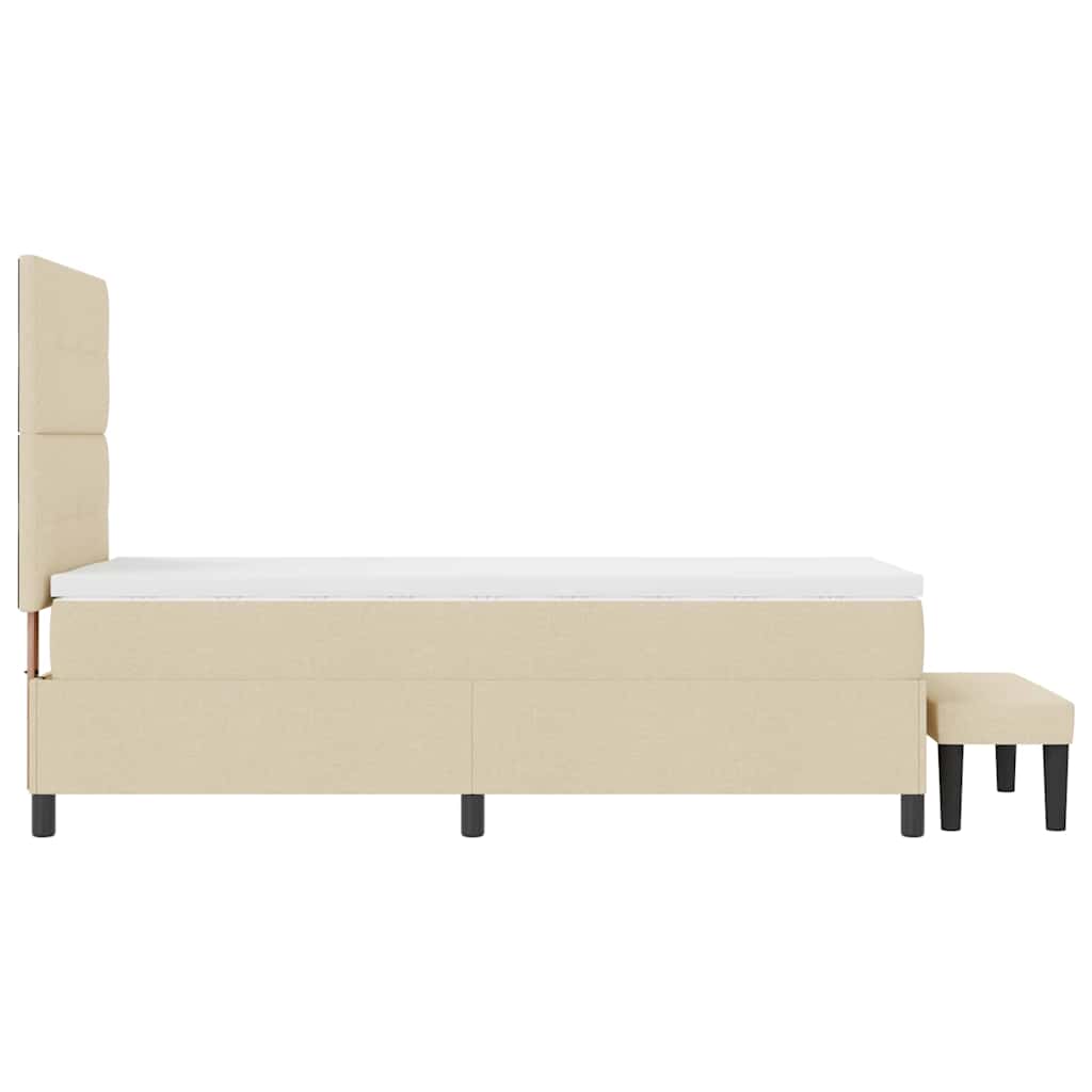Lit à ressorts avec tête de lit Crème 80 x 200 cm tissu