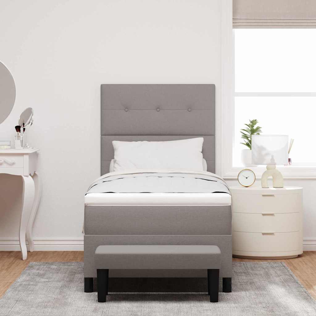 Lit à ressorts avec matelas Taupe 90 x 200 cm tissu - XIOS
