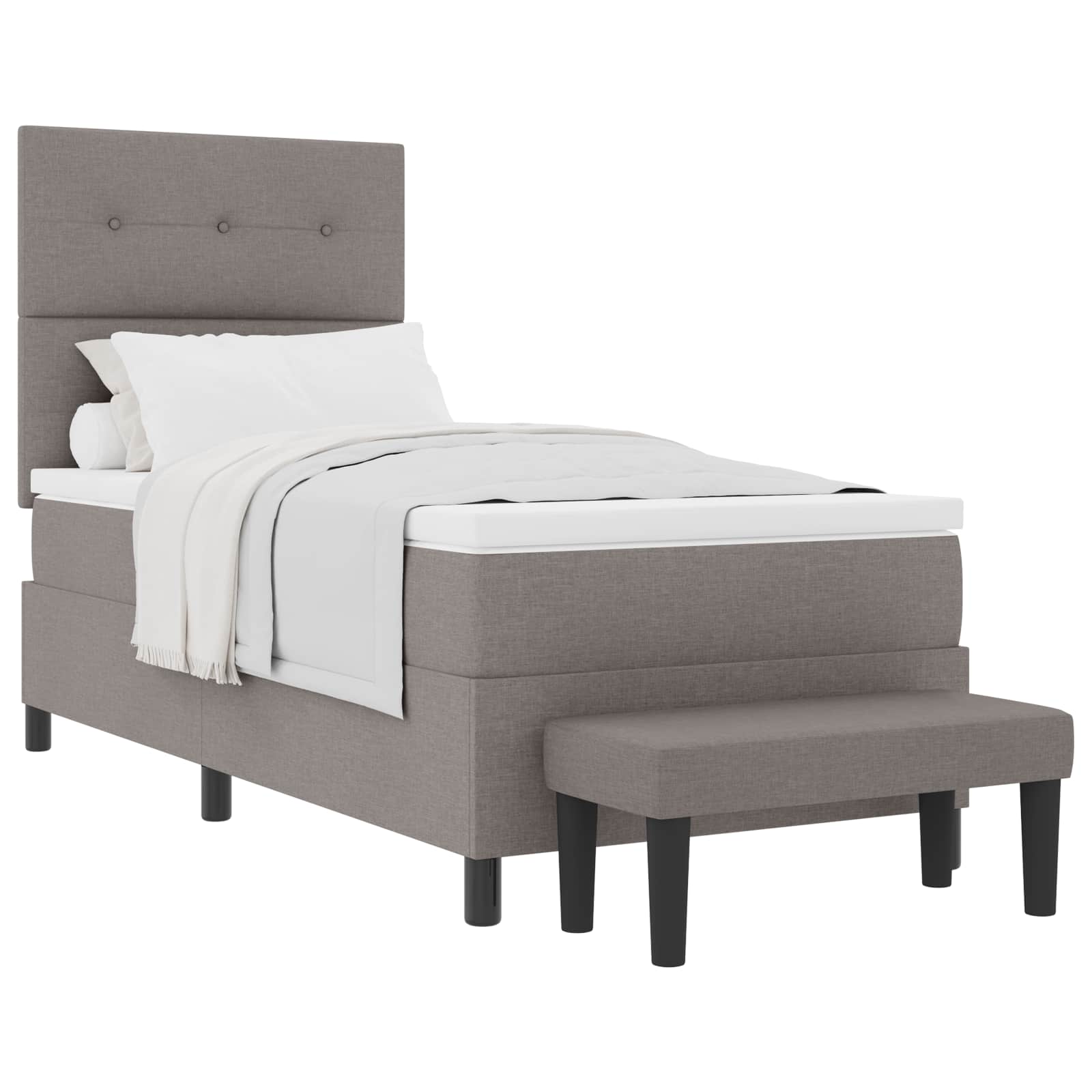Lit à ressorts avec matelas Taupe 90 x 200 cm tissu - XIOS