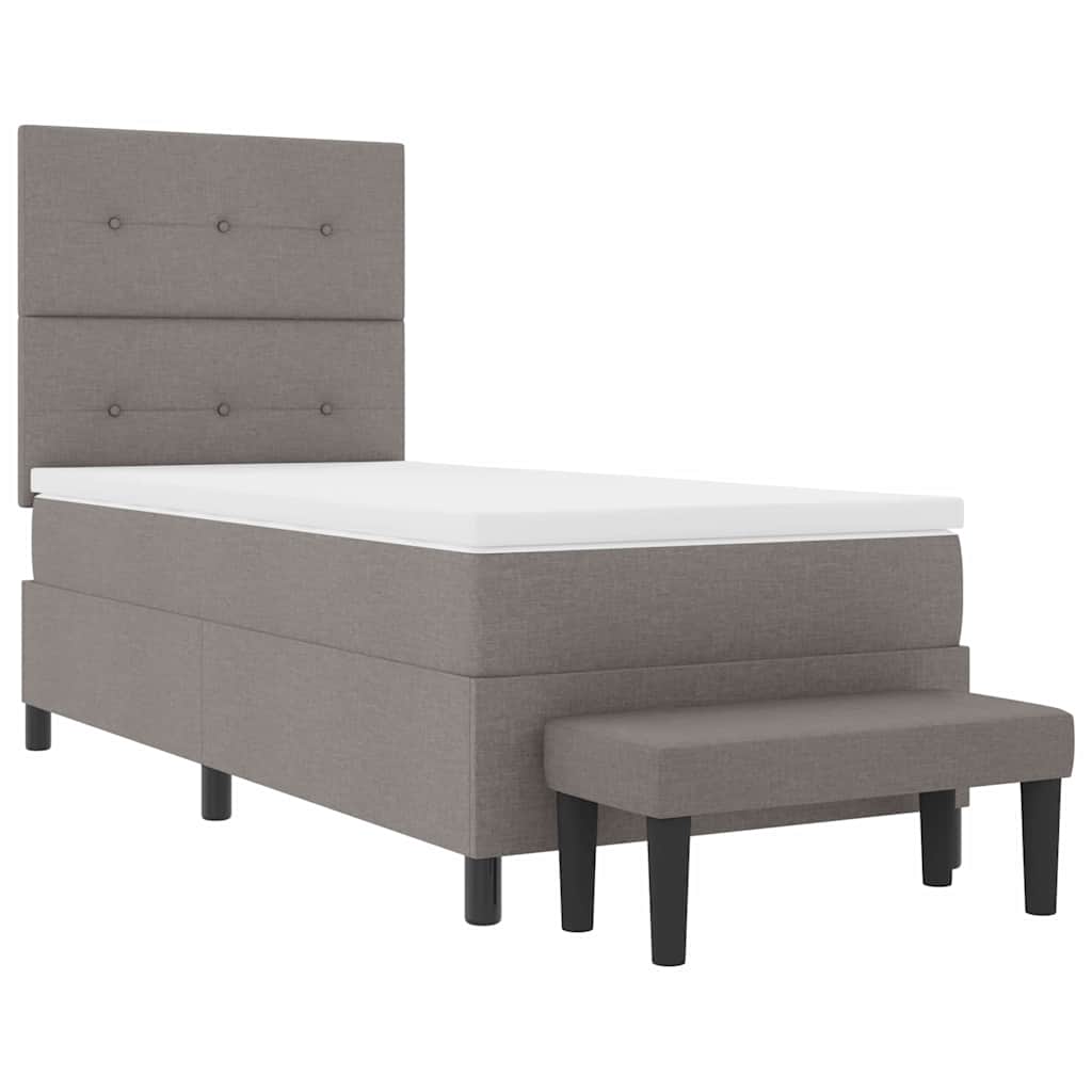 Lit à ressorts avec matelas Taupe 90 x 200 cm tissu - XIOS