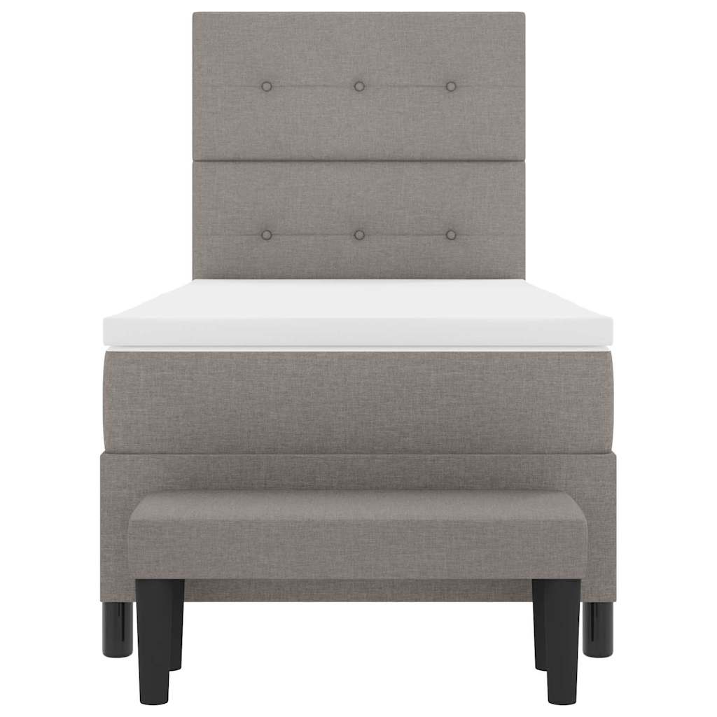 Lit à ressorts avec matelas Taupe 90 x 200 cm tissu - XIOS