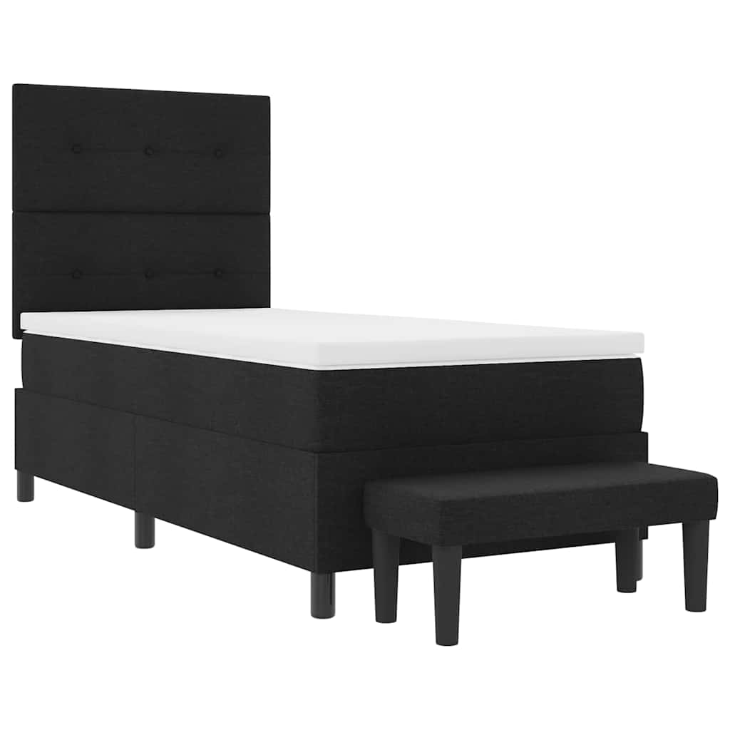 Lit à ressorts avec tête de lit Noir 100 x 200 cm tissu - XIOS
