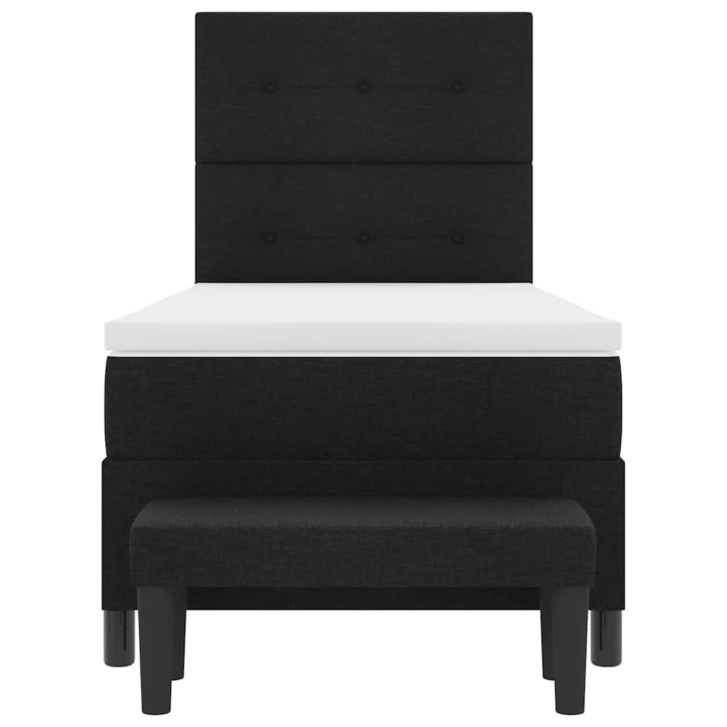 Lit à ressorts avec tête de lit Noir 100 x 200 cm tissu - XIOS