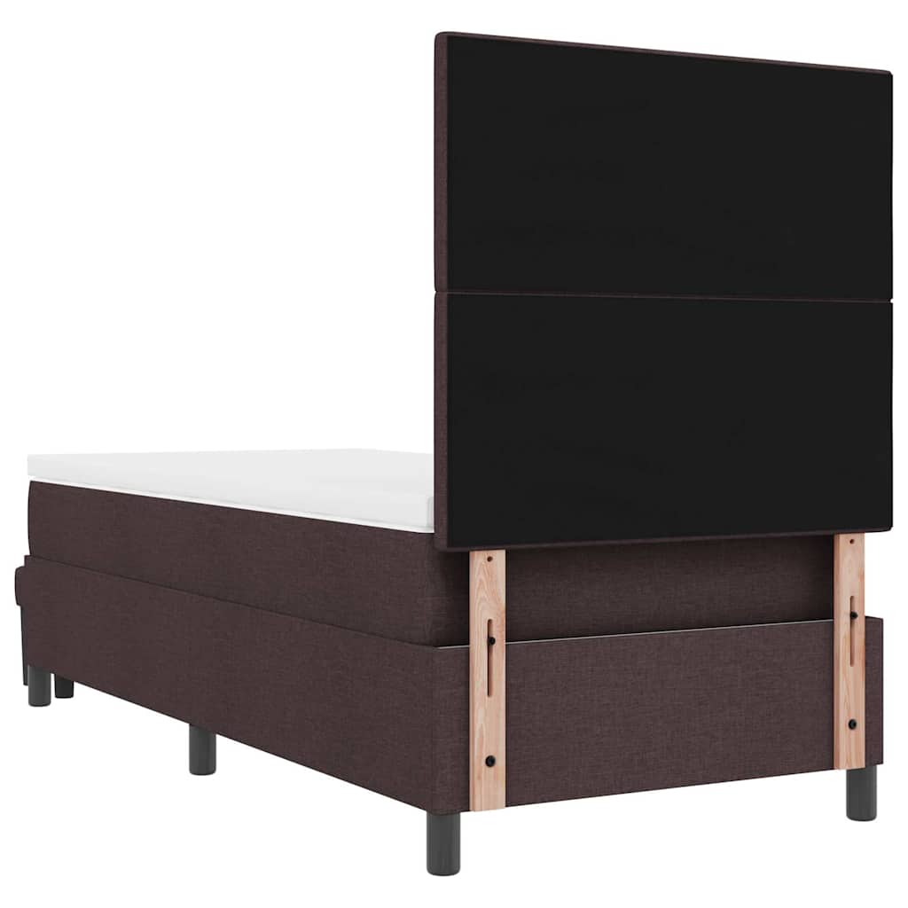 Lit à ressorts avec tête de lit Marron foncé 100 x 200 cm tissu