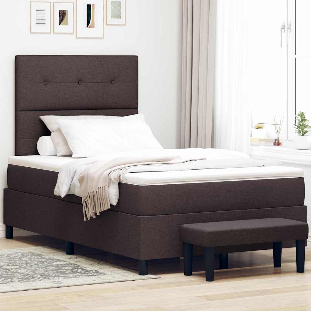 Lit à ressorts avec coussin Marron foncé 120 x 190 cm tissu