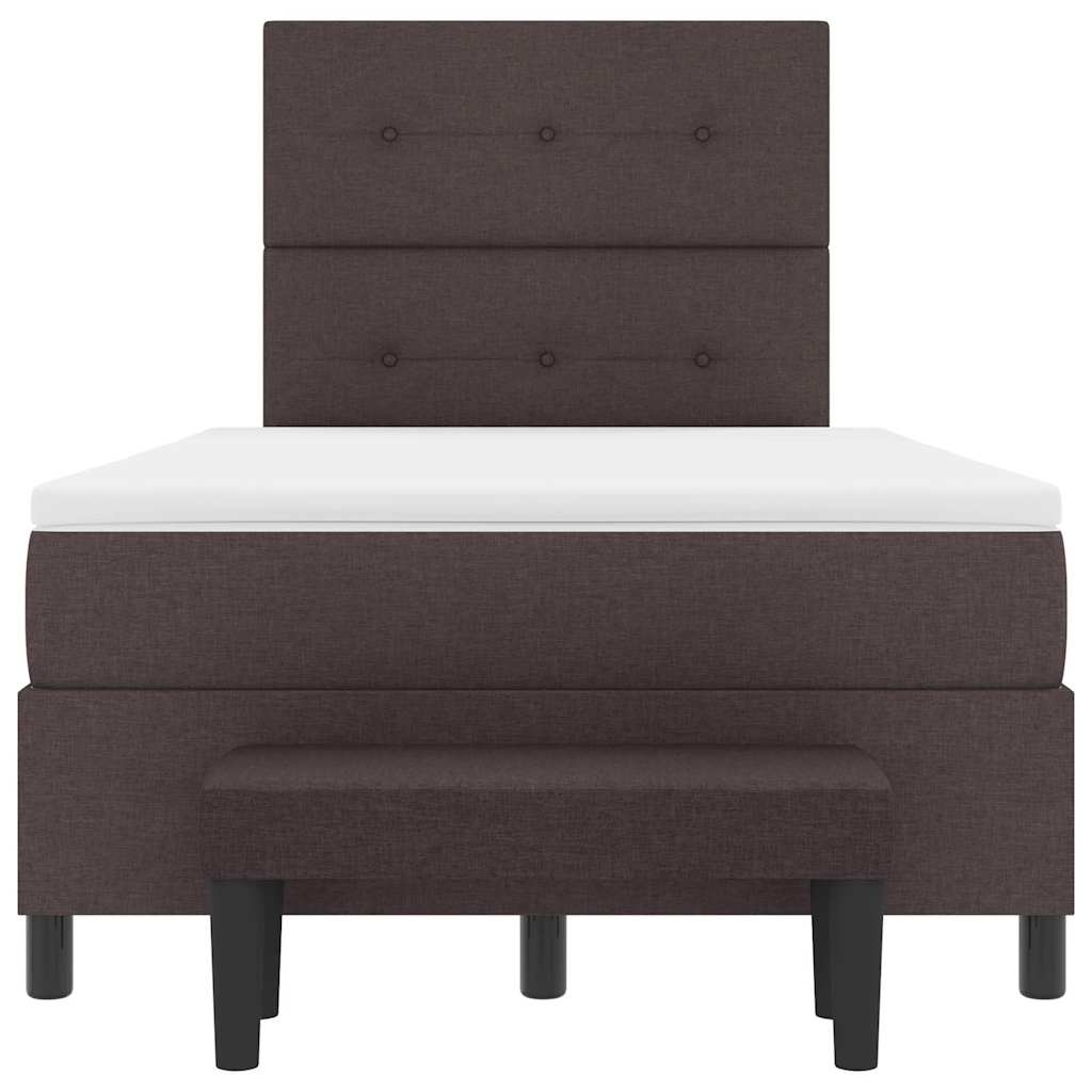 Lit à ressorts avec coussin Marron foncé 120 x 190 cm tissu