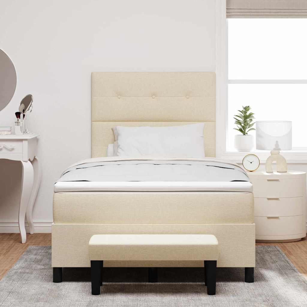 Lit à ressorts avec matelas Crème 120 x 190 cm tissu - XIOS