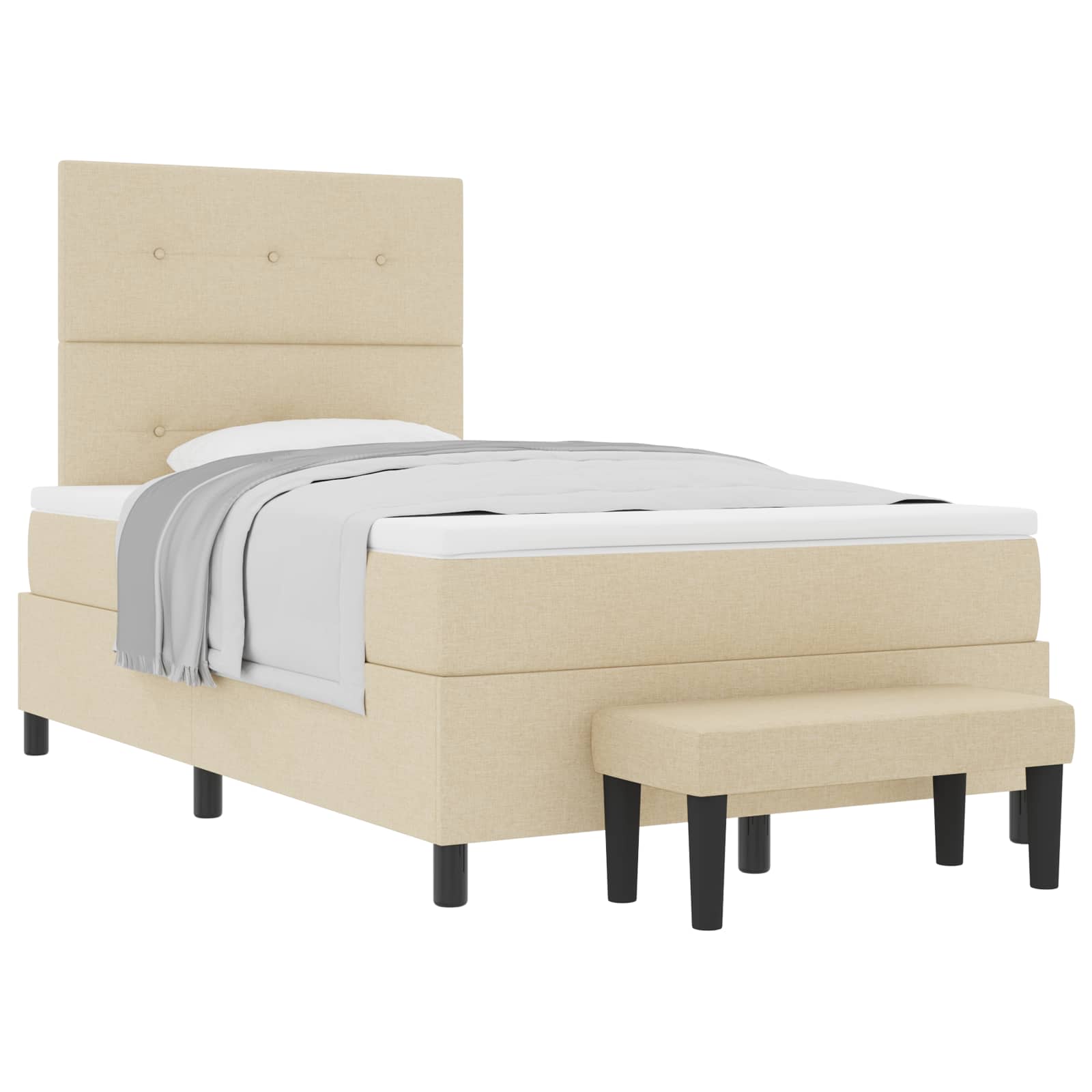 Lit à ressorts avec matelas Crème 120 x 190 cm tissu - XIOS