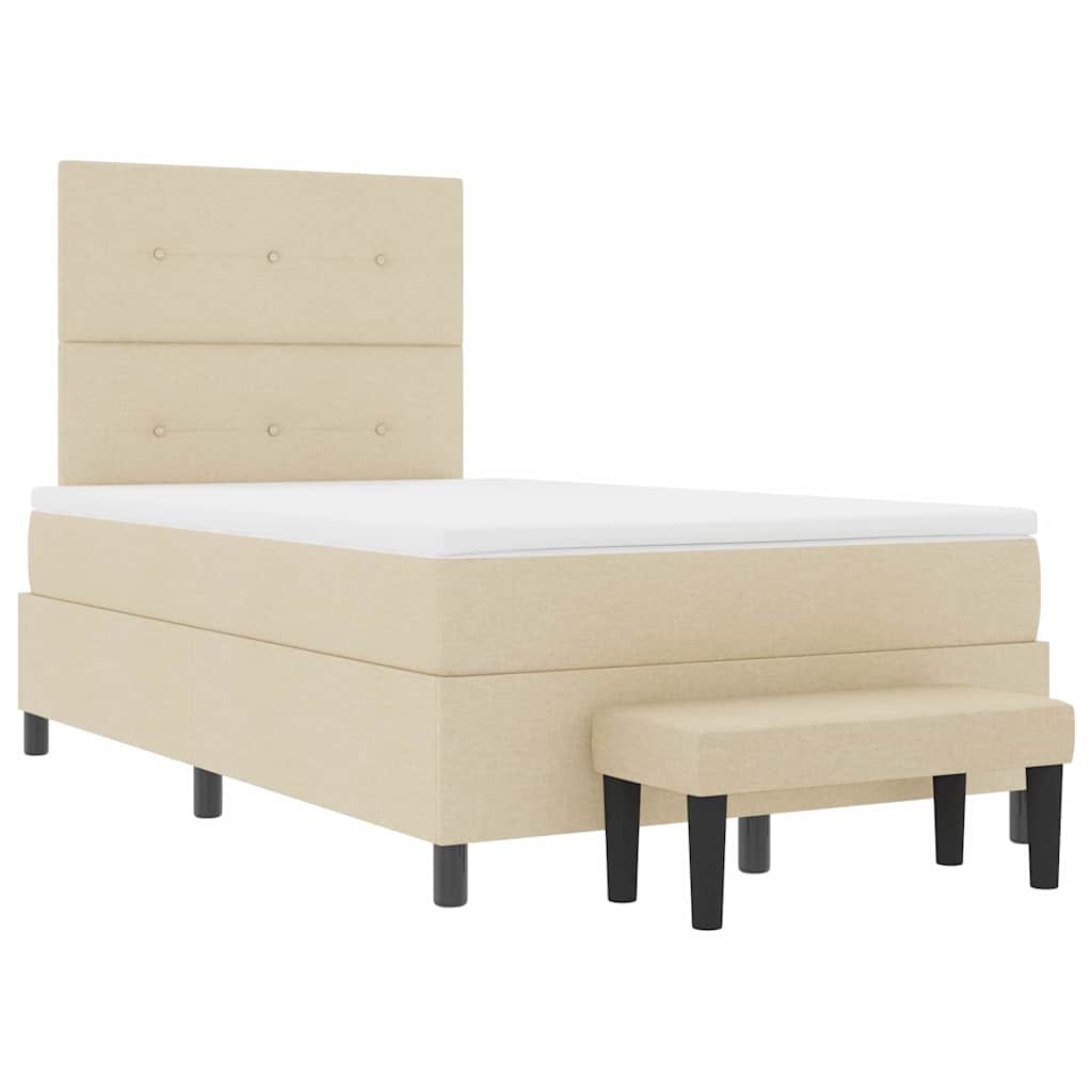 Lit à ressorts avec matelas Crème 120 x 190 cm tissu - XIOS