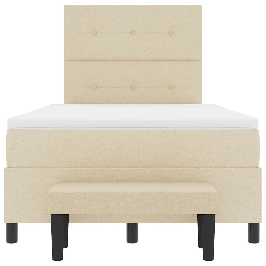 Lit à ressorts avec matelas Crème 120 x 190 cm tissu - XIOS