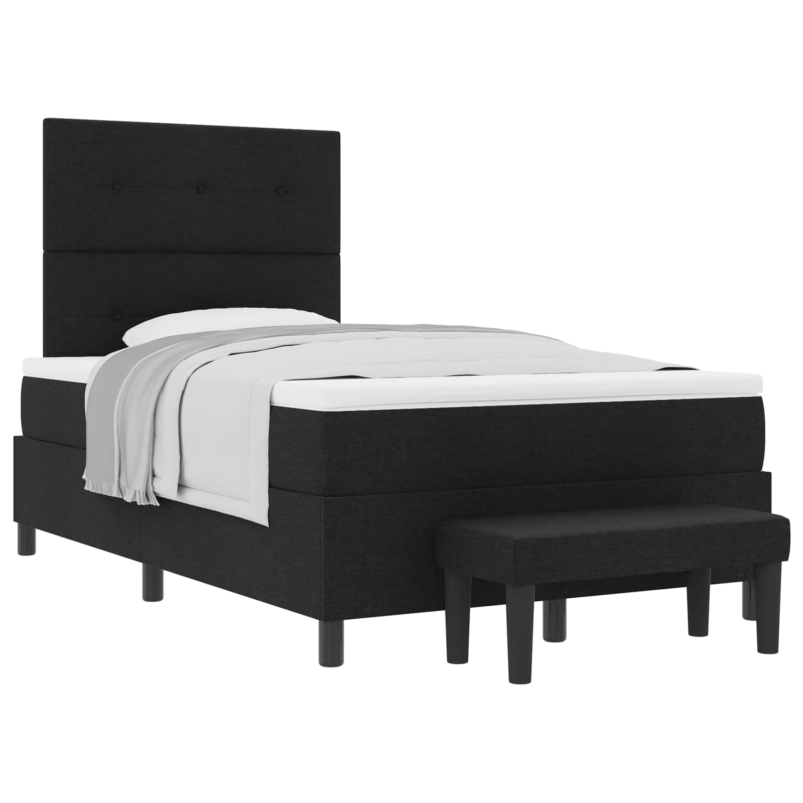 Lit à ressorts avec coussin Noir 120 x 200 cm tissu - XIOS