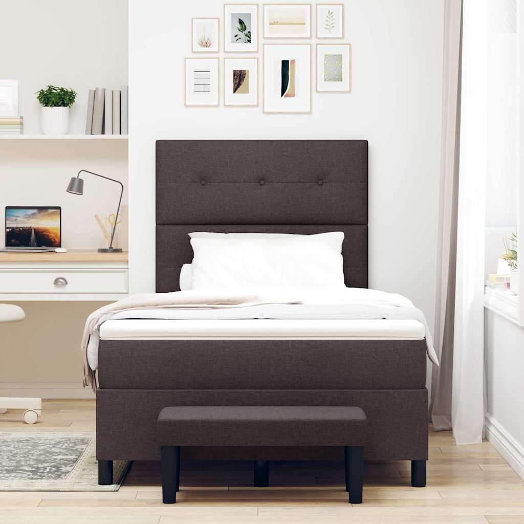 Lit à ressorts avec matelas Marron foncé 120 x 200 cm tissu - XIOS