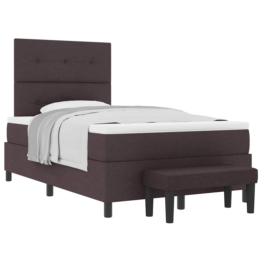 Lit à ressorts avec matelas Marron foncé 120 x 200 cm tissu - XIOS