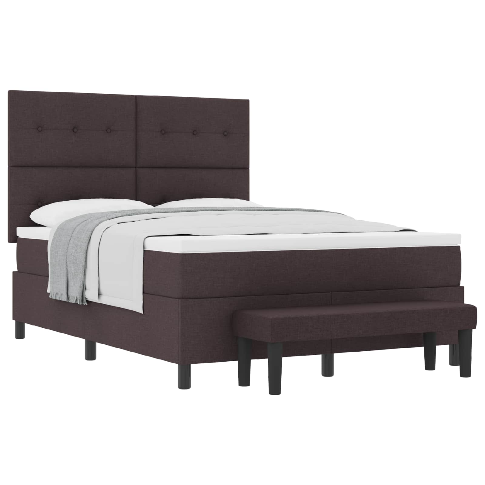 Lit à ressorts avec matelas Marron foncé 140 x 190 cm tissu - XIOS