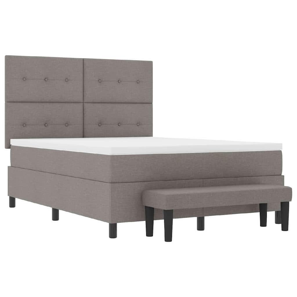 Lit à ressorts avec tête de lit Taupe 140 x 190 cm tissu