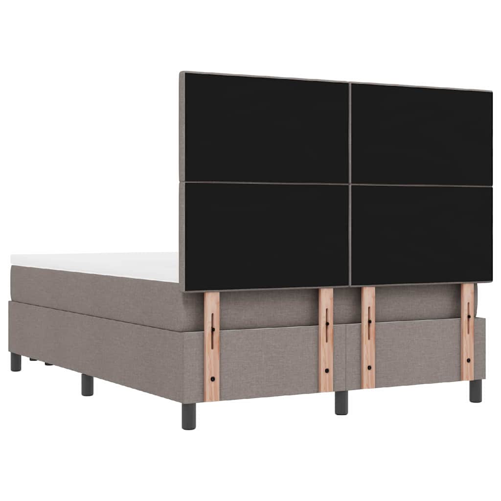 Lit à ressorts avec tête de lit Taupe 140 x 190 cm tissu