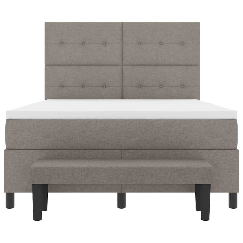 Lit à ressorts avec tête de lit Taupe 140 x 190 cm tissu