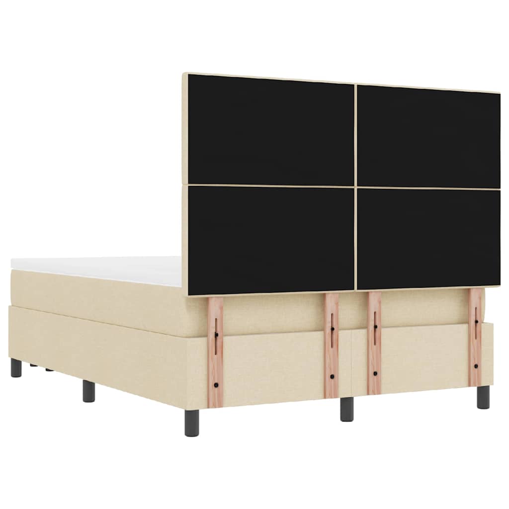 Lit à ressorts avec tête de lit Crème 140 x 190 cm tissu