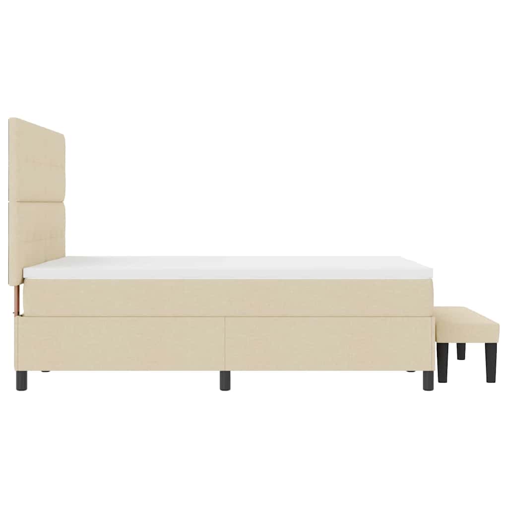 Lit à ressorts avec tête de lit Crème 140 x 190 cm tissu