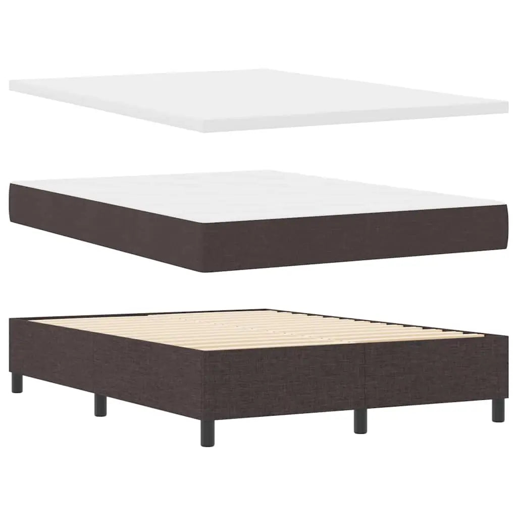 Lit à ressorts avec tête de lit Marron foncé 140 x 200 cm tissu - XIOS