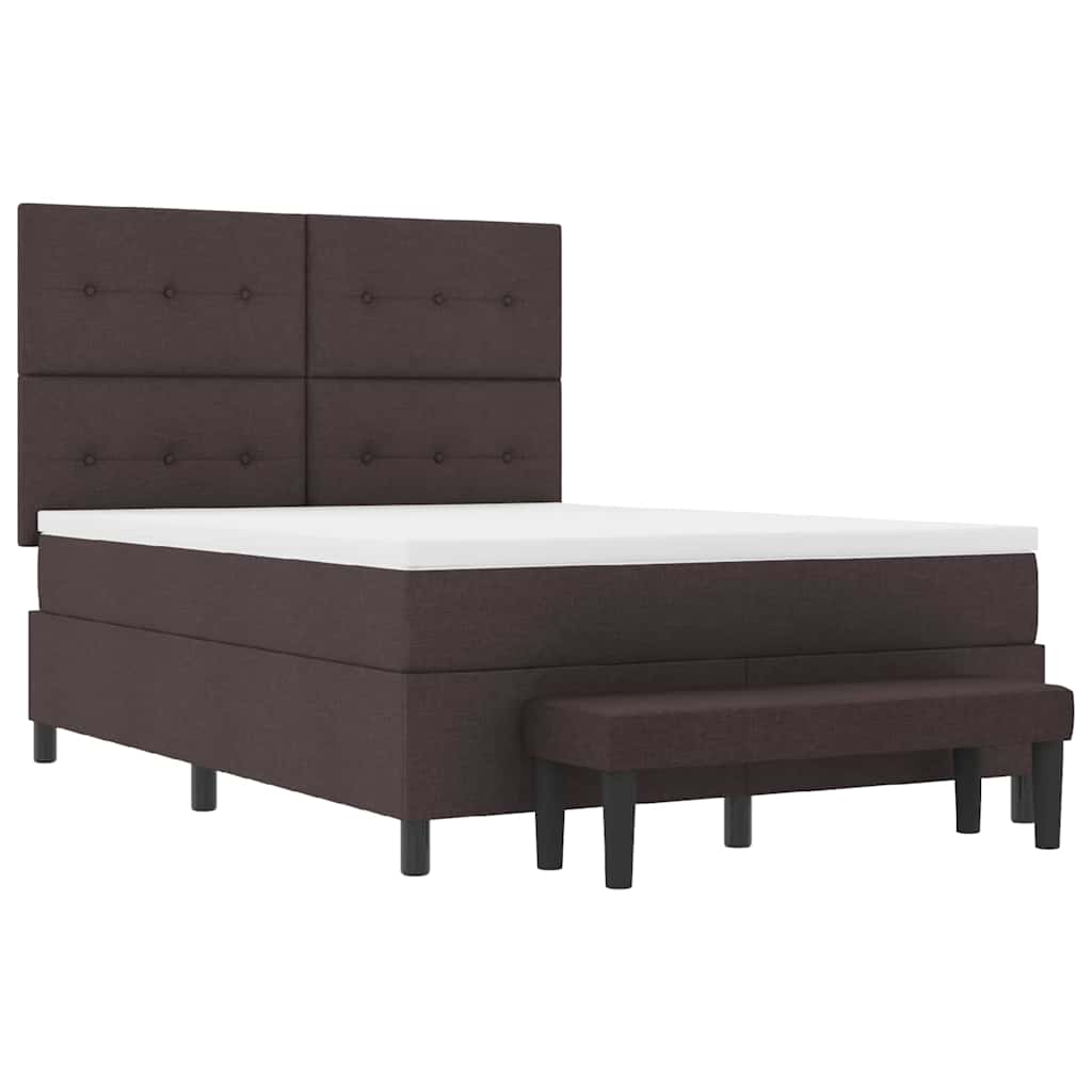 Lit à ressorts avec matelas Marron foncé 140 x 200 cm tissu - XIOS