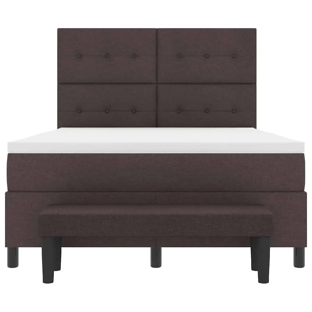 Lit à ressorts avec tête de lit Marron foncé 140 x 200 cm tissu - XIOS
