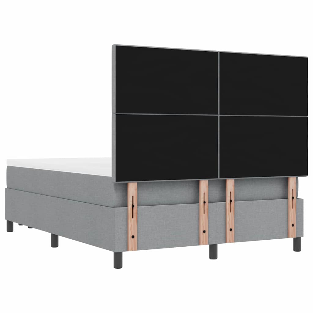 Lit à ressorts avec tête de lit Gris clair 160 x 200 cm tissu