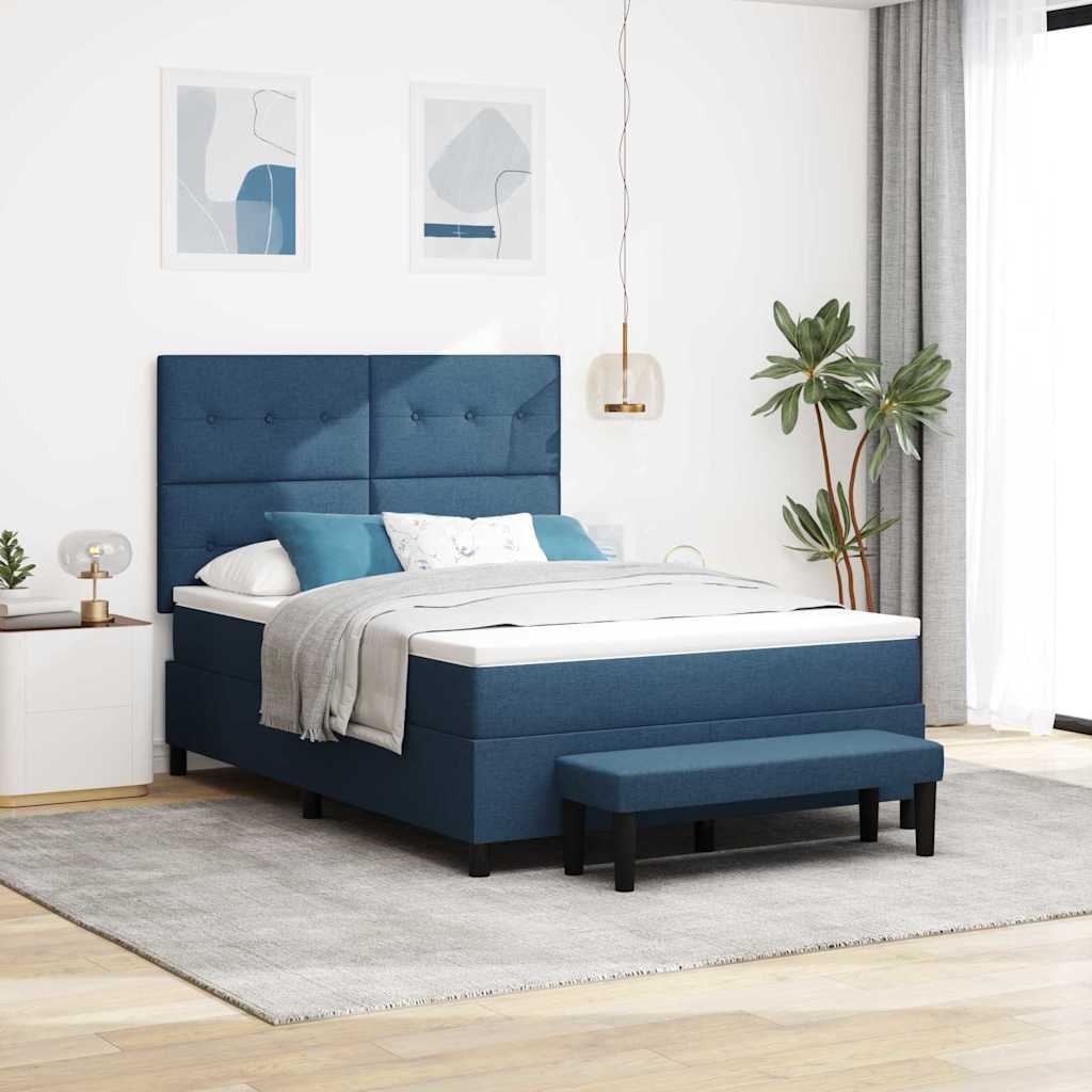 Lit à ressorts avec matelas Bleu 160 x 200 cm tissu - XIOS