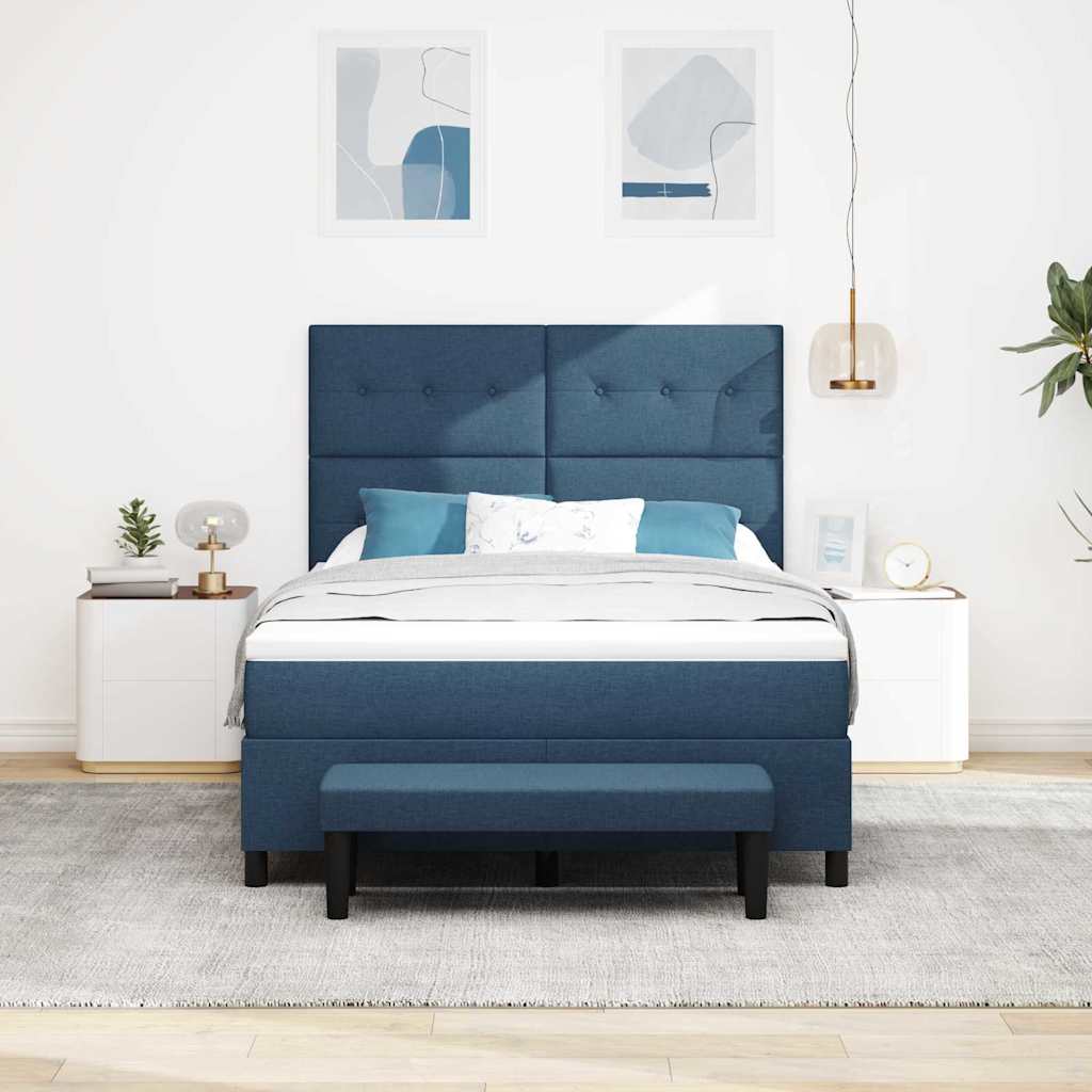 Lit à ressorts avec matelas Bleu 160 x 200 cm tissu - XIOS