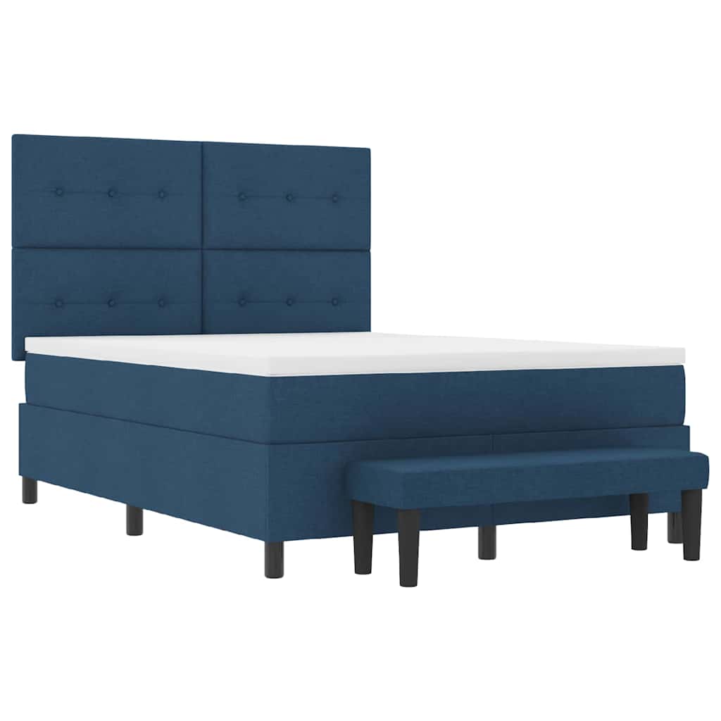 Lit à ressorts avec matelas Bleu 160 x 200 cm tissu - XIOS