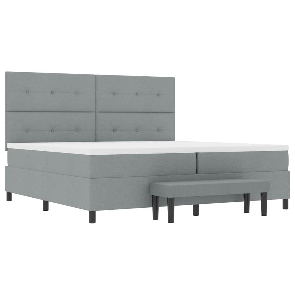 Lit à ressorts avec matelas Gris clair 200 x 200 cm tissu - XIOS