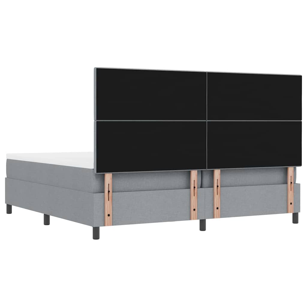 Lit à ressorts avec matelas Gris clair 200 x 200 cm tissu - XIOS
