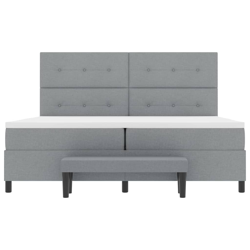 Lit à ressorts avec matelas Gris clair 200 x 200 cm tissu - XIOS