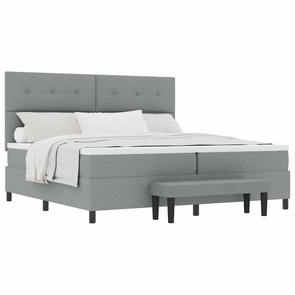 Lit à ressorts avec matelas Gris clair 200 x 200 cm tissu - XIOS