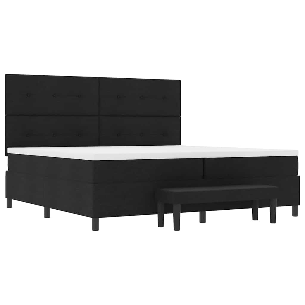 Lit à ressorts avec matelas Noir 200 x 200 cm tissu - XIOS