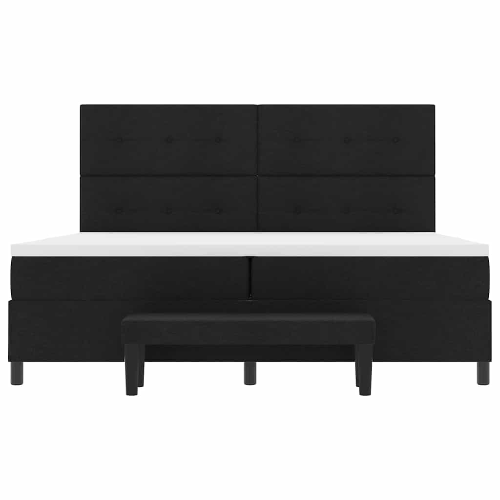 Lit à ressorts avec matelas Noir 200 x 200 cm tissu - XIOS