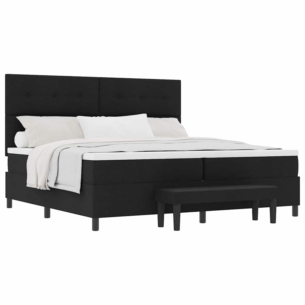 Lit à ressorts avec matelas Noir 200 x 200 cm tissu - XIOS