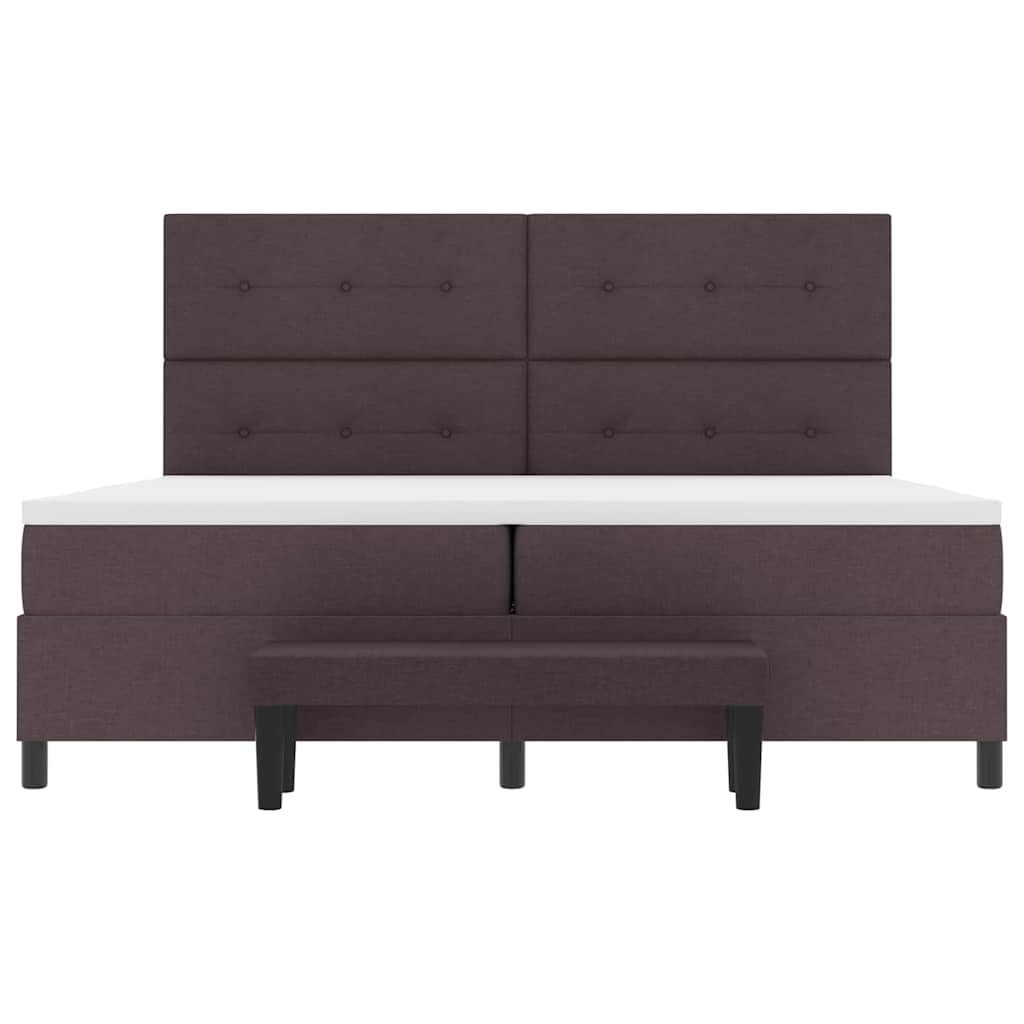 Lit à ressorts avec matelas Marron foncé 200 x 200 cm tissu - XIOS