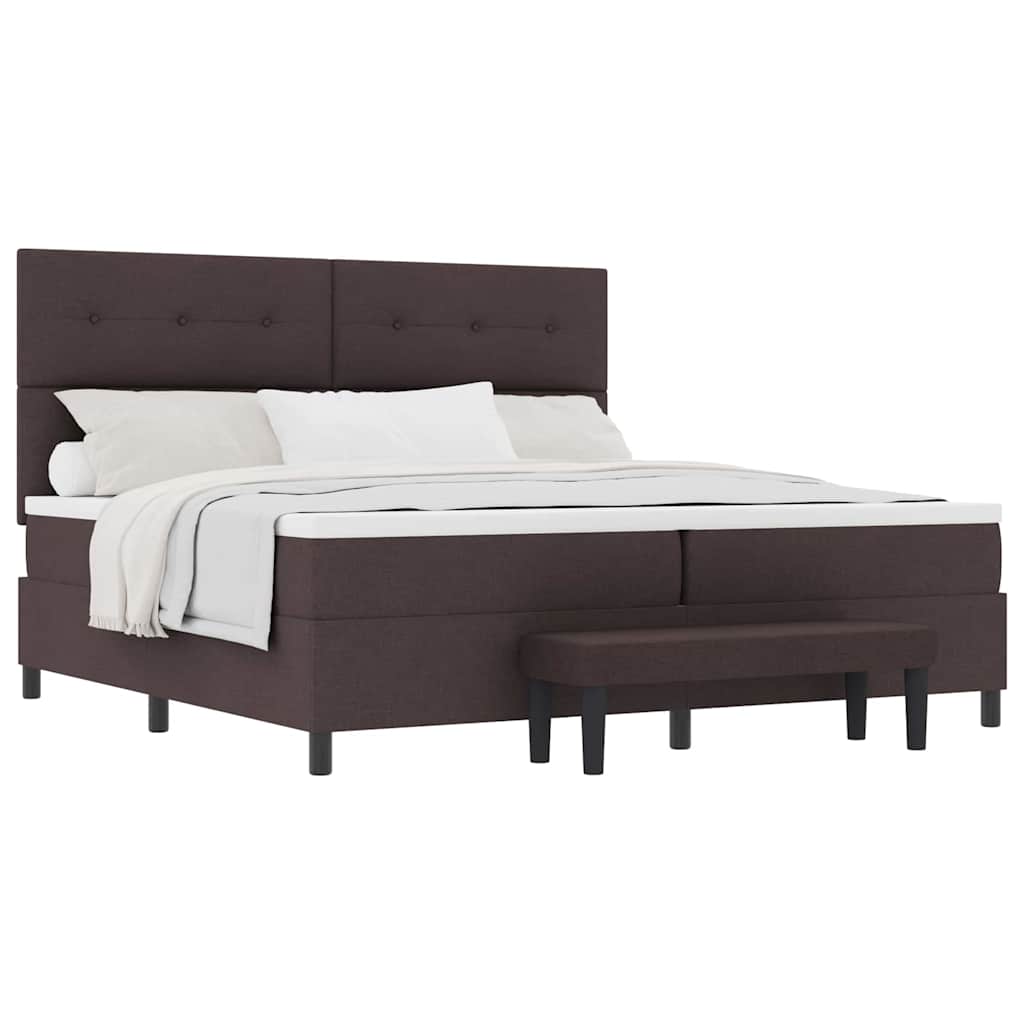 Lit à ressorts avec matelas Marron foncé 200 x 200 cm tissu - XIOS