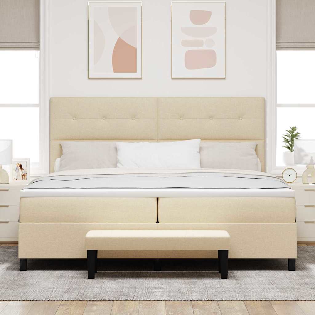 Lit à ressorts avec matelas Crème 200 x 200 cm tissu - XIOS