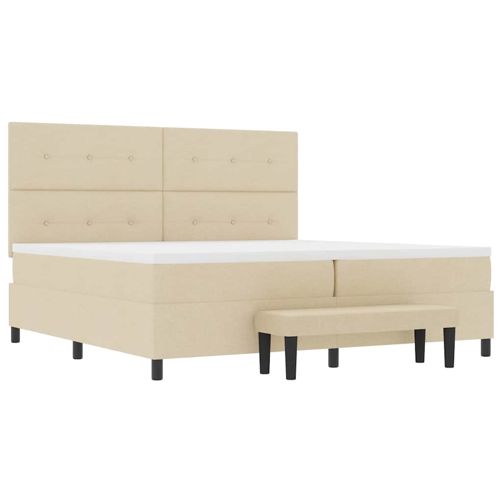 Lit à ressorts avec matelas Crème 200 x 200 cm tissu - XIOS