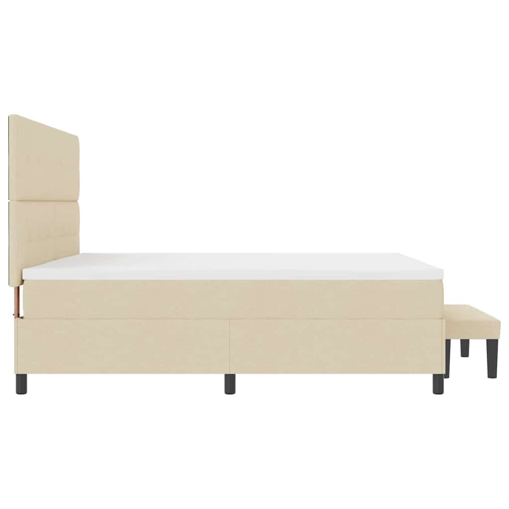 Lit à ressorts avec matelas Crème 200 x 200 cm tissu - XIOS