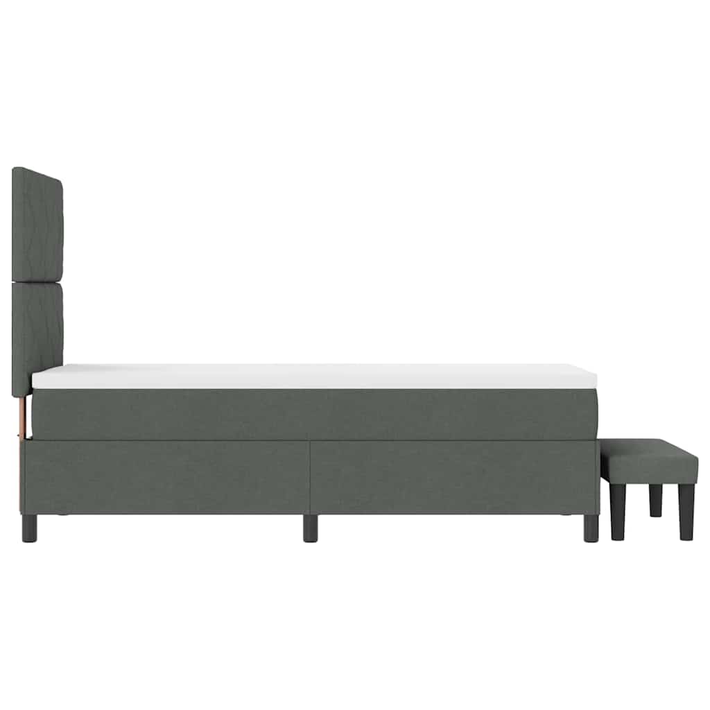 Lit à ressorts avec tête de lit Gris foncé 80 x 200 cm tissu
