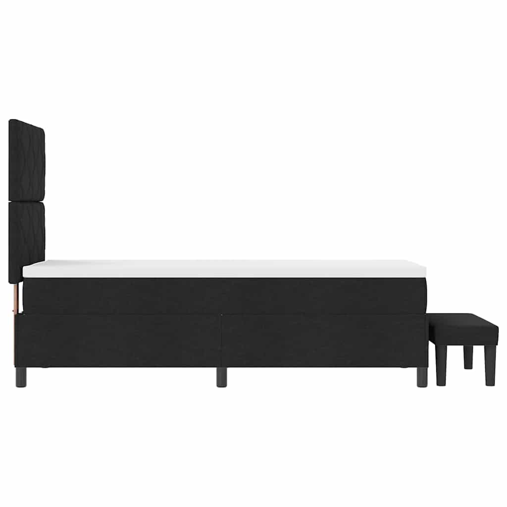 Lit à ressorts avec tête de lit Noir 80 x 200 cm tissu