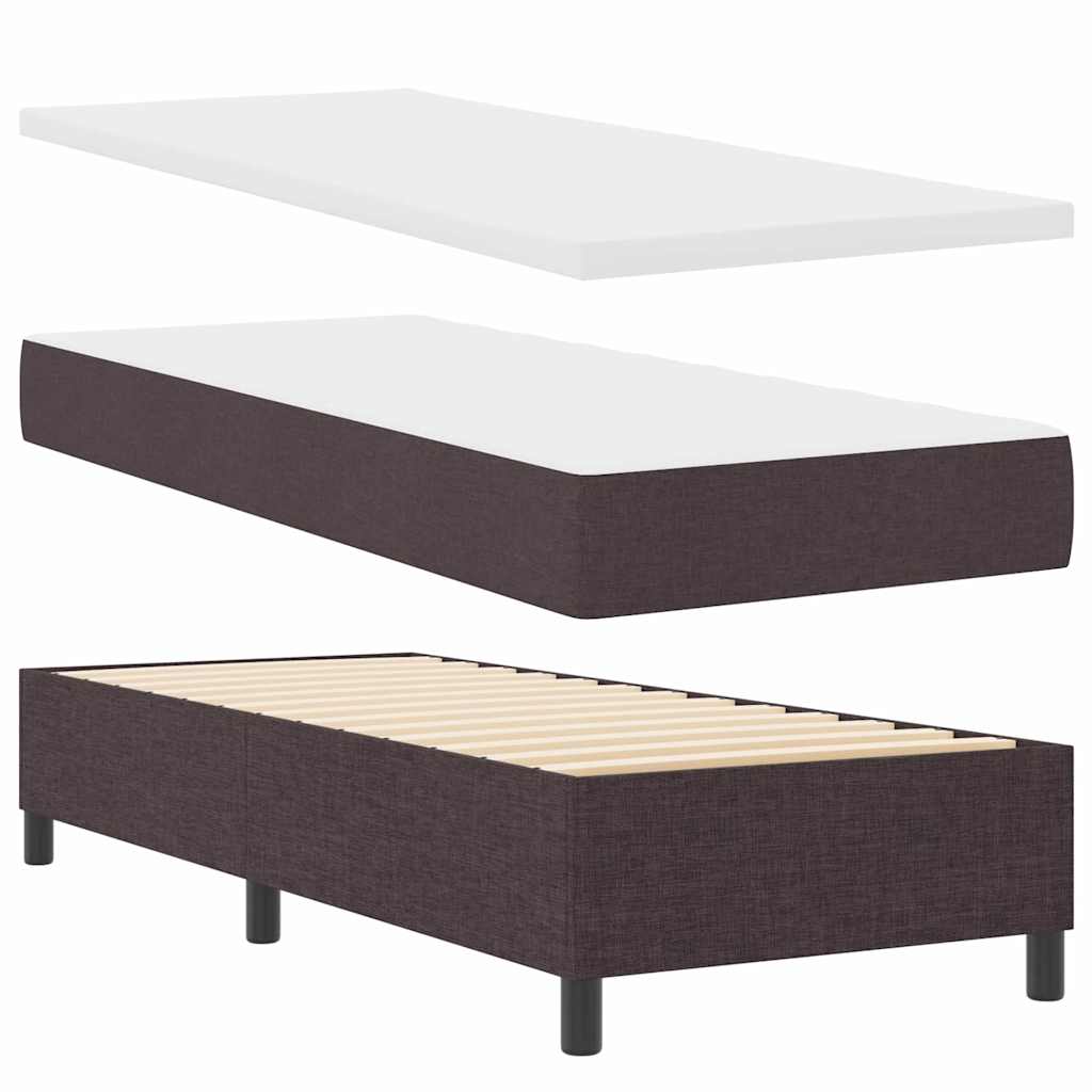 Lit à ressorts avec tête de lit Marron foncé 80 x 200 cm tissu