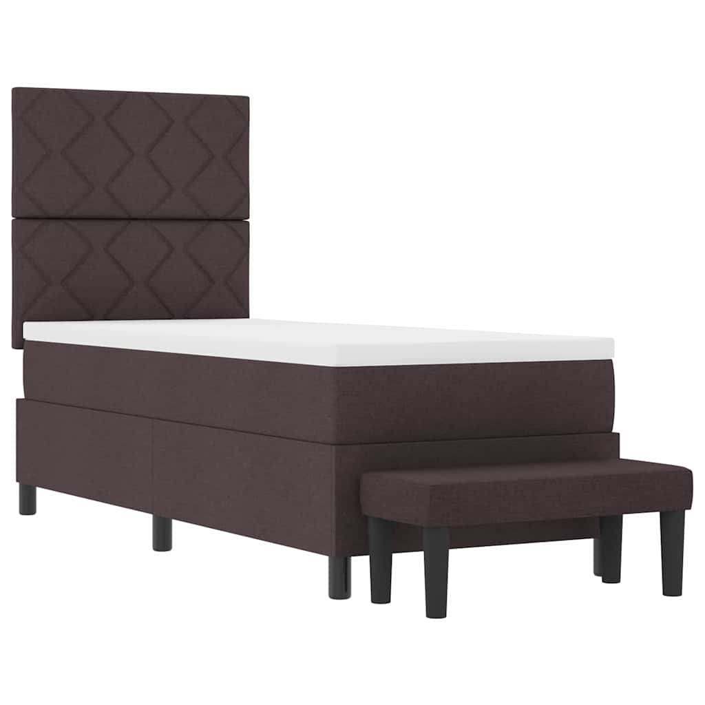 Lit à ressorts avec tête de lit Marron foncé 80 x 200 cm tissu