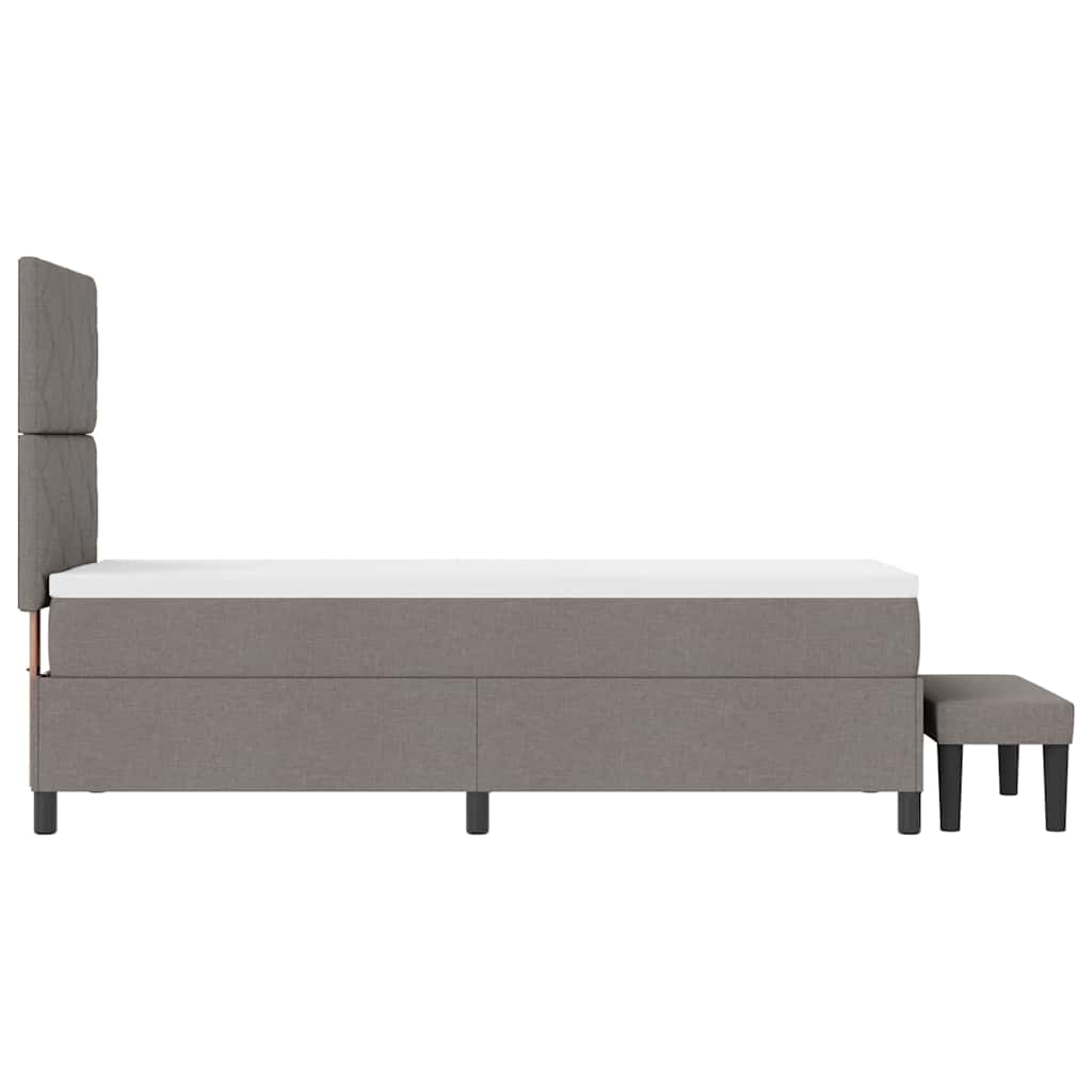 Lit à ressorts avec tête de lit Taupe 80 x 200 cm tissu