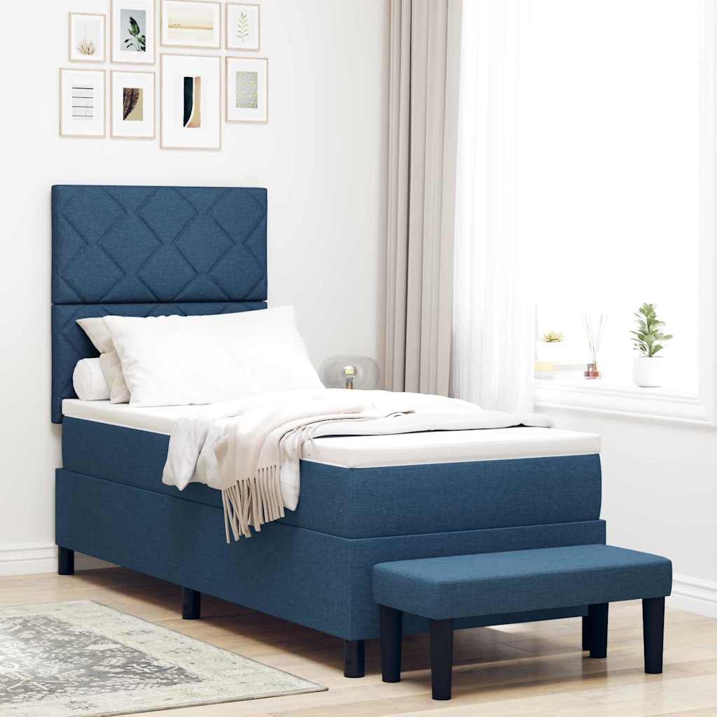 Lit à ressorts avec matelas Bleu 80 x 200 cm tissu - XIOS