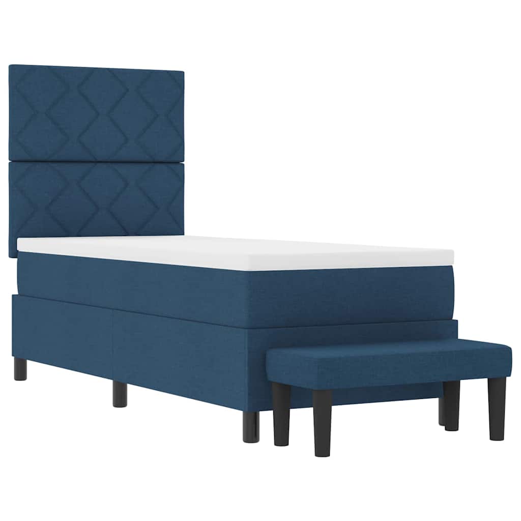 Lit à ressorts avec matelas Bleu 80 x 200 cm tissu - XIOS
