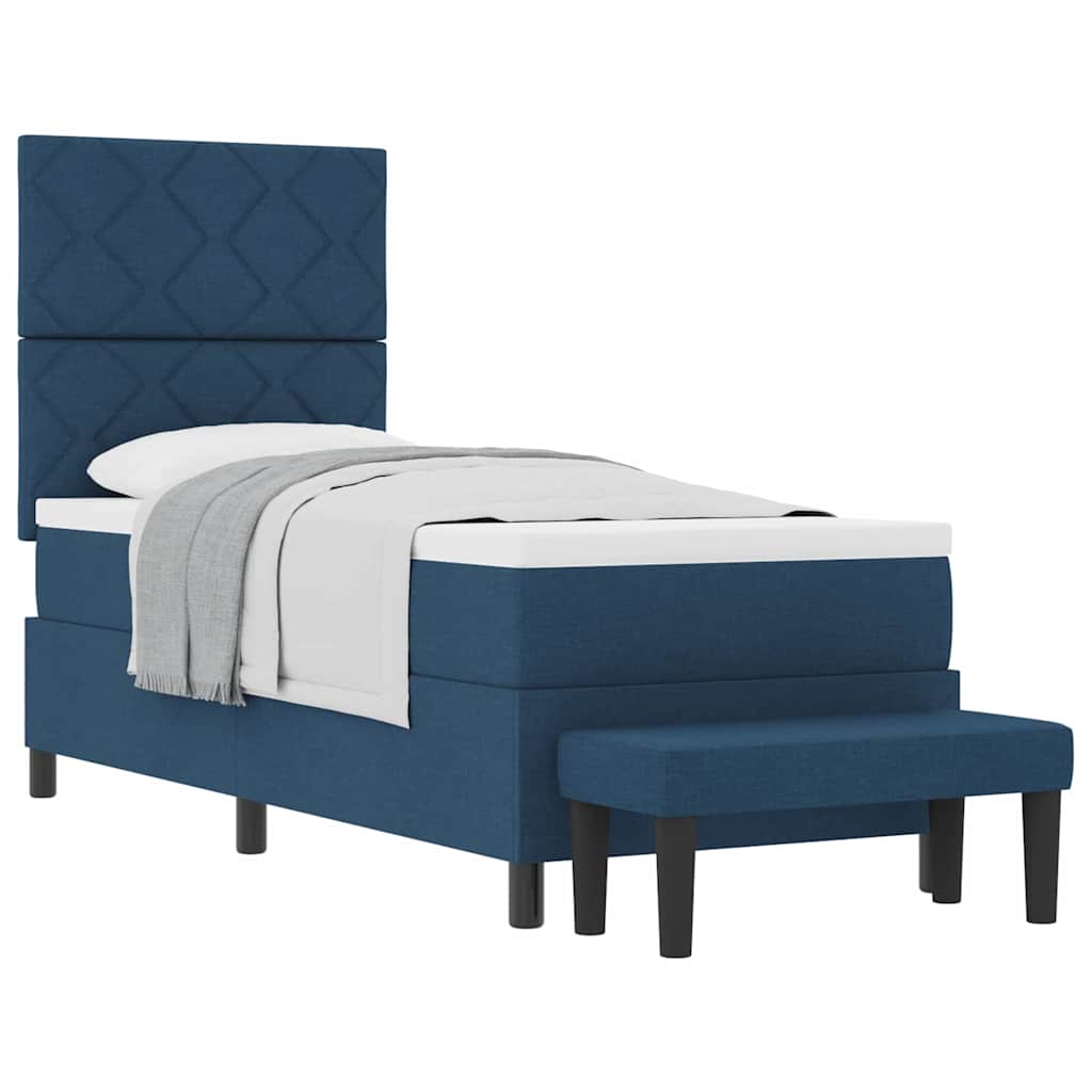 Lit à ressorts avec matelas Bleu 80 x 200 cm tissu - XIOS